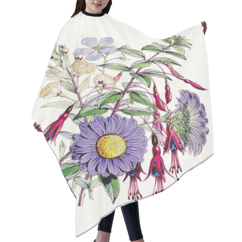 Personality  Botanical Flower Illustration. Exquisite Botanical Bouquet Showcasing Diverse Floral Species, Celebrating Biodiversity And Ecological Harmony Hair Cutting Cape