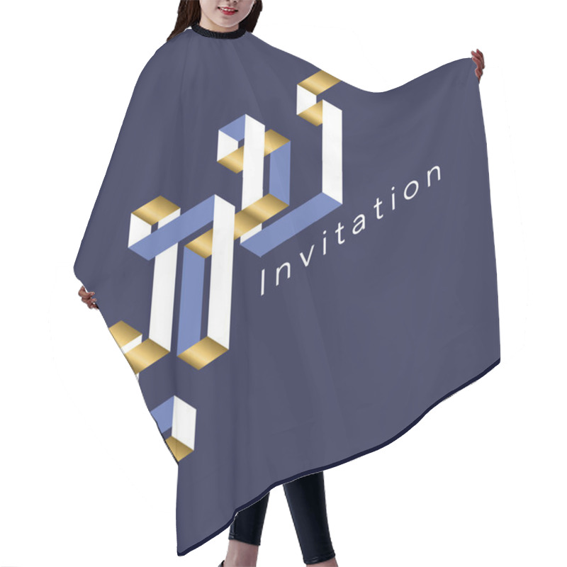 Personality  Gold And Sea Blue Luxury Geometric Maze Pattern.  Hair Cutting Cape