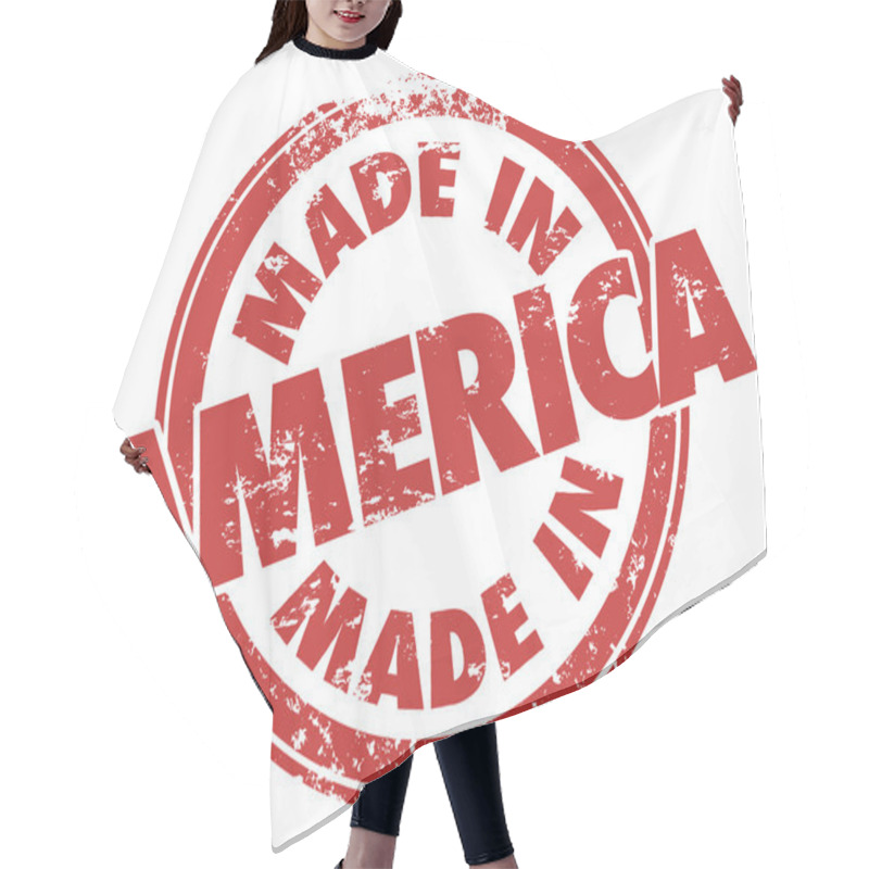 Personality  Made In America Words In A Round Red Stamp Hair Cutting Cape