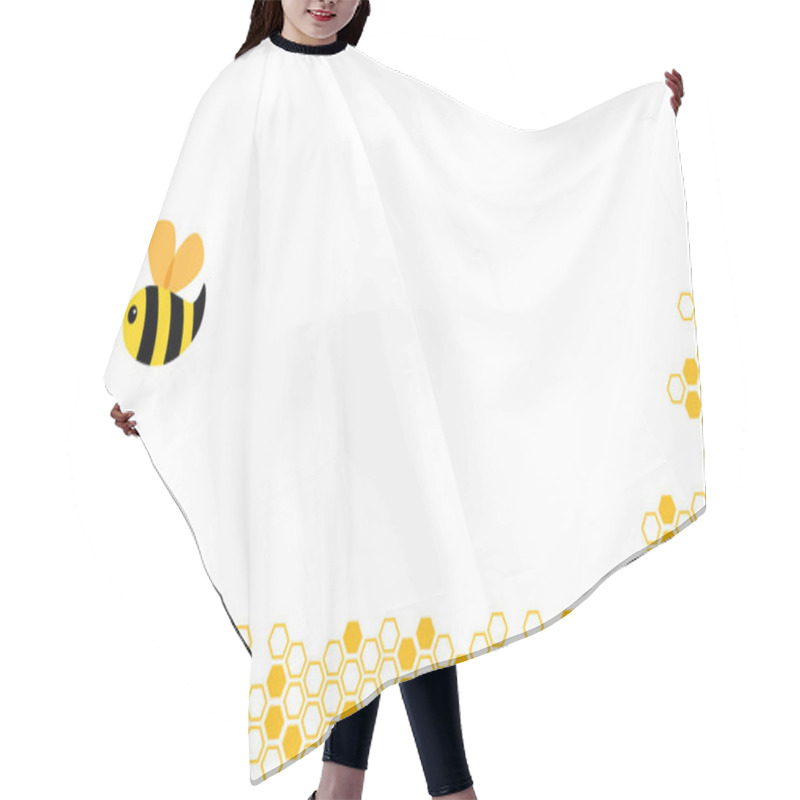 Personality  Orange Border Of Geometric Hexagons With Cute Bee. Symbolizing The Honeycomb. Hair Cutting Cape