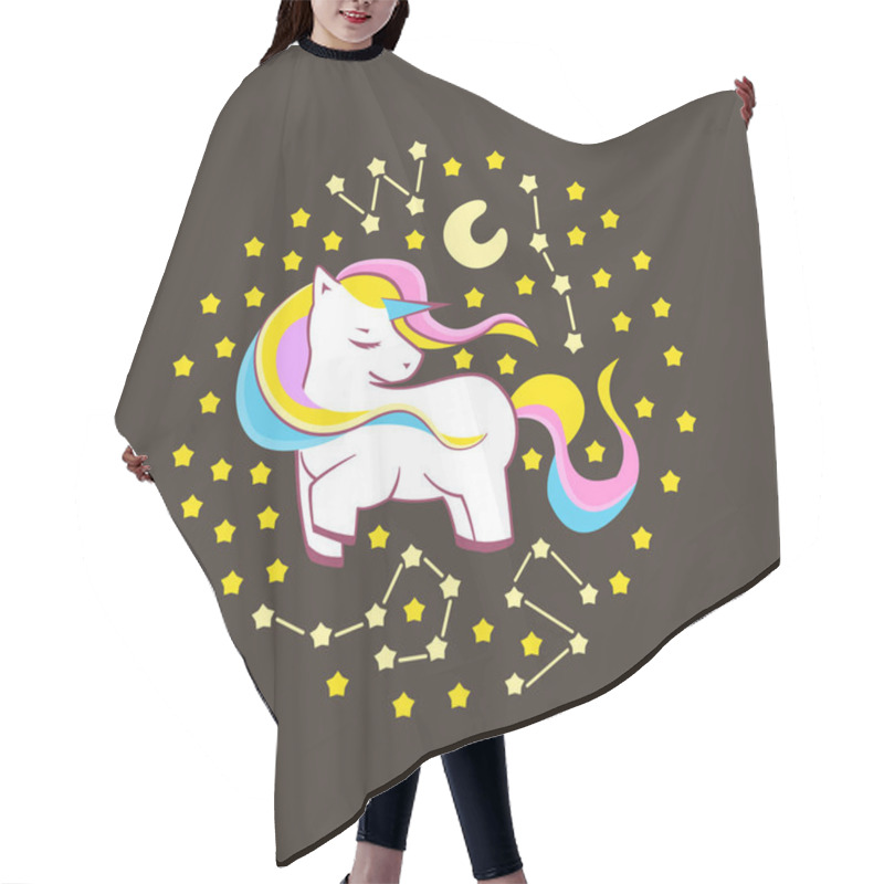 Personality  Cute Unicorn, Funny Unicorn Surrounded By Stars And Constellations, Illustration Of Character Design, Can Be Used For T-shirt Prints Hair Cutting Cape