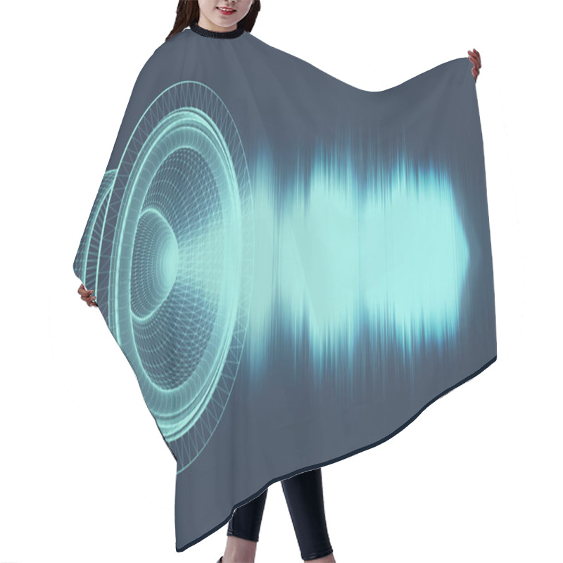 Personality  Sound Waves Oscillating Glow Light, Abstract Technology Backgroud. 3d Illustration. Hair Cutting Cape