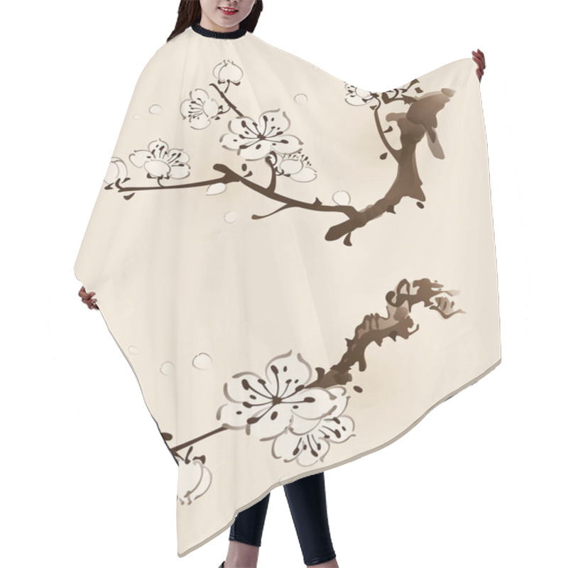 Personality  Blossoming Plum Branch Hair Cutting Cape