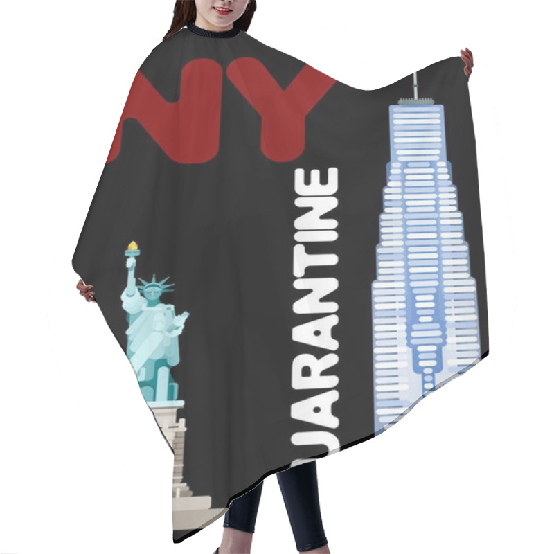 Personality  New York Quarantined Dark Poster. Flat Style Stock Illustration Hair Cutting Cape