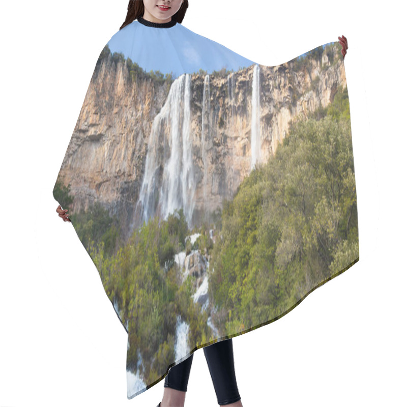 Personality  Scenic View Of A Waterfall Flowing Down A Rocky Cliff Surrounded By A Dense Forest, Creating A Breathtaking Natural Landscape Hair Cutting Cape