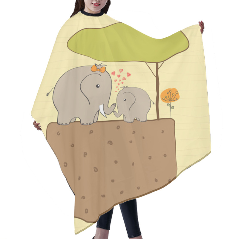 Personality  Baby Elephant And His Mother Hair Cutting Cape