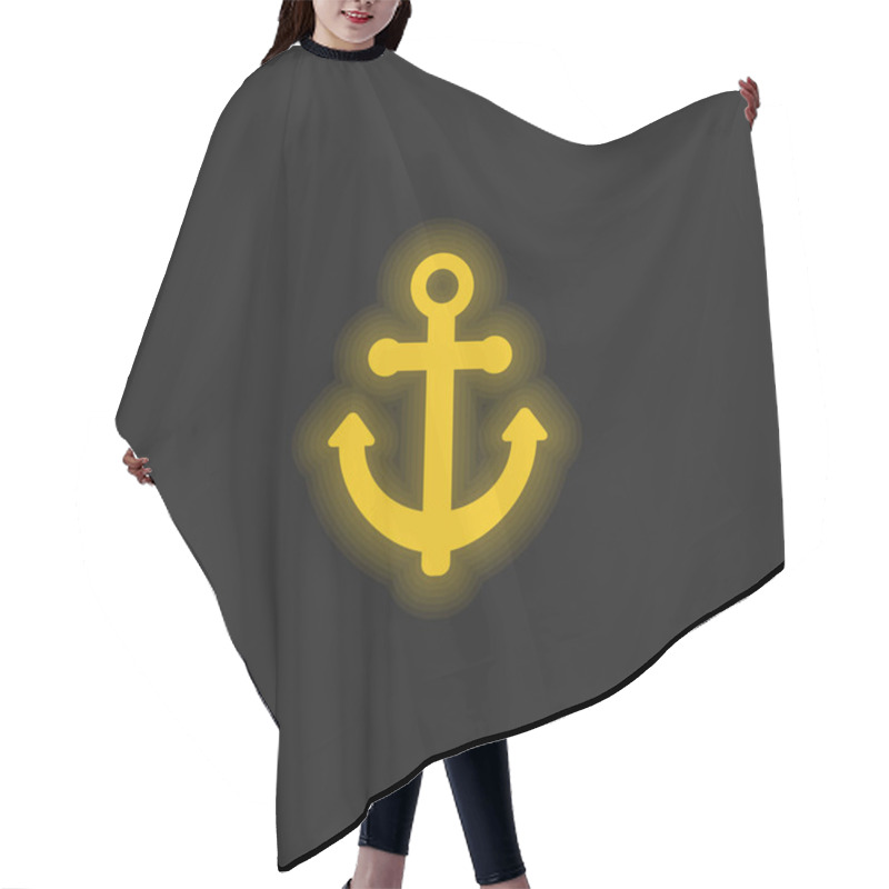 Personality  Anchor Yellow Glowing Neon Icon Hair Cutting Cape