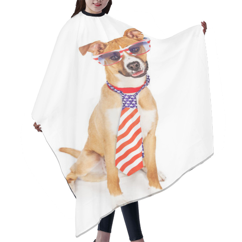 Personality  Dog Wearing Tie And Glasses Hair Cutting Cape