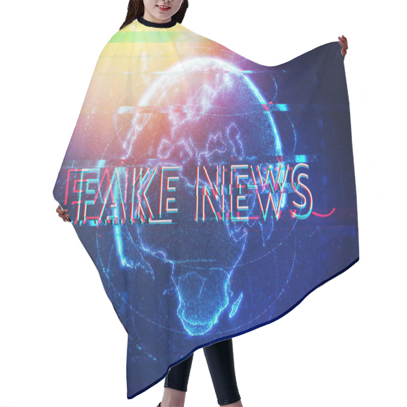 Personality  Fake News Modern Digital Era, Conceptual Illustration With Text Overlaying Globe Hair Cutting Cape