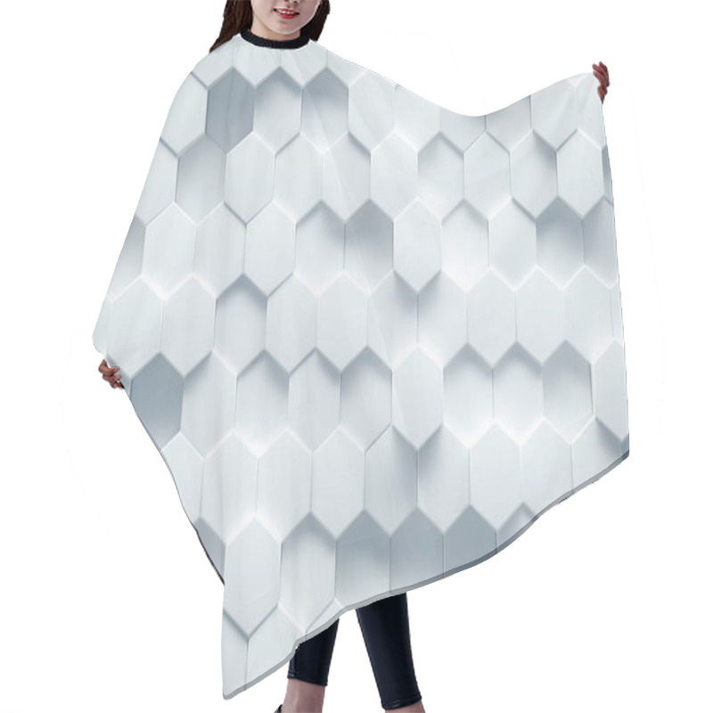 Personality  White Geometrical Background Structure Top View. 3d Render Hair Cutting Cape