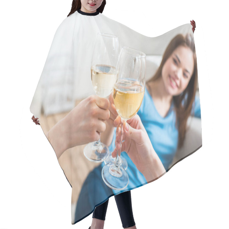 Personality  Women Cheering With Wine Hair Cutting Cape