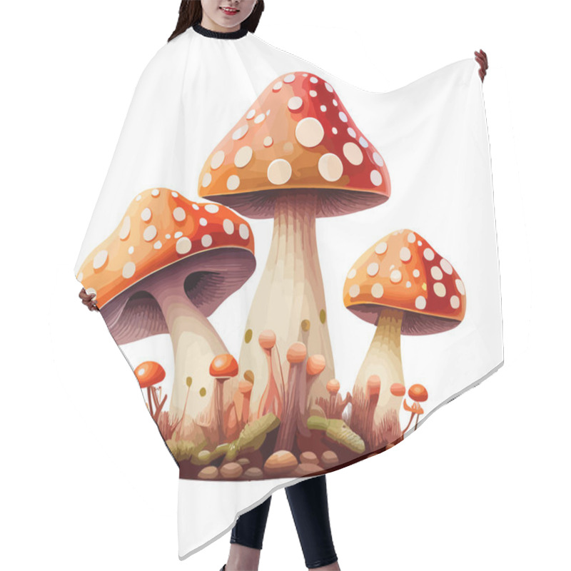 Personality  Cartoon Mushrooms. Vector Illustration, Print For Background, Print On Fabric, Paper, Wallpaper, Packaging Hair Cutting Cape