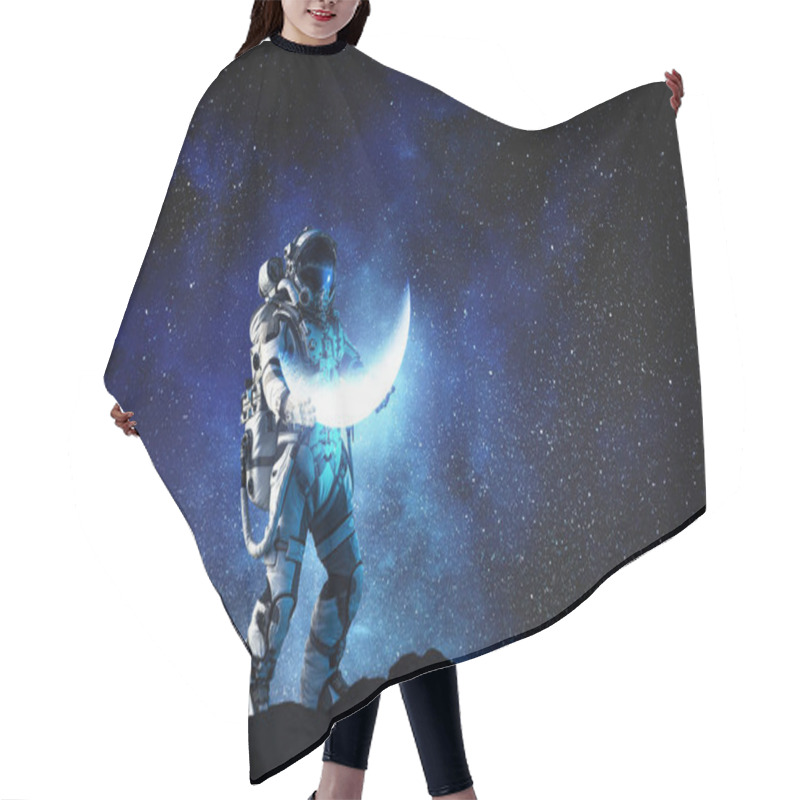 Personality  Spaceman Carrying His Mission. Mixed Media Hair Cutting Cape