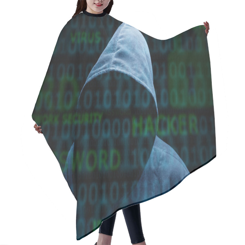 Personality  Hooded Silhouette Of A Hacker Hair Cutting Cape