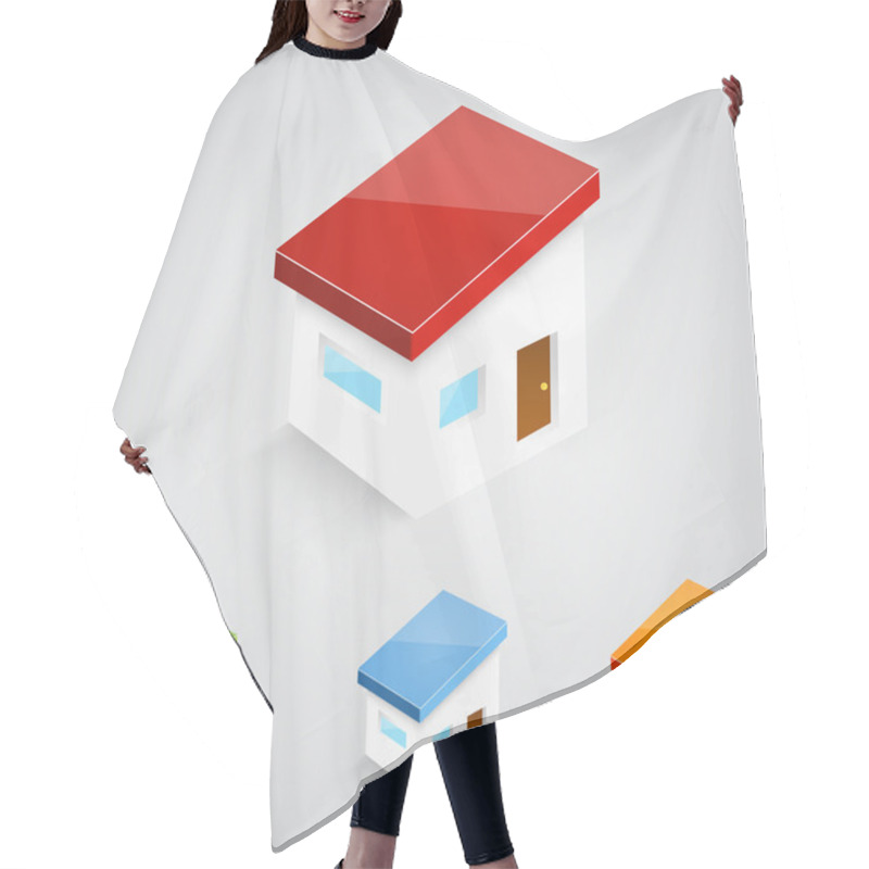 Personality  Set Of Vector House Icons Hair Cutting Cape