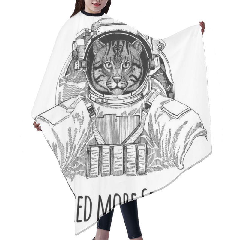 Personality  Wild Cat Fishing Cat Wearing Space Suit Wild Animal Astronaut Spaceman Galaxy Exploration Hand Drawn Illustration For T-shirt Hair Cutting Cape