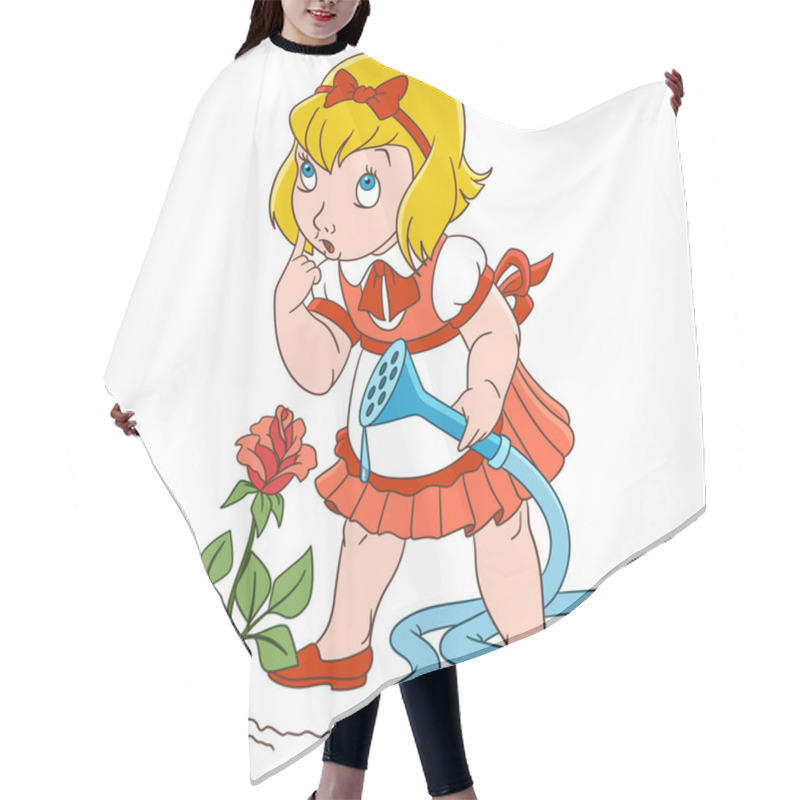 Personality  Cartoon Girl And Rose Flower Hair Cutting Cape