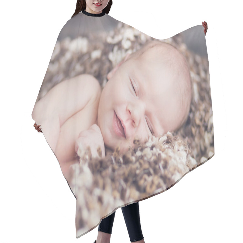 Personality  Portrait Of Cute Smiling Baby Hair Cutting Cape