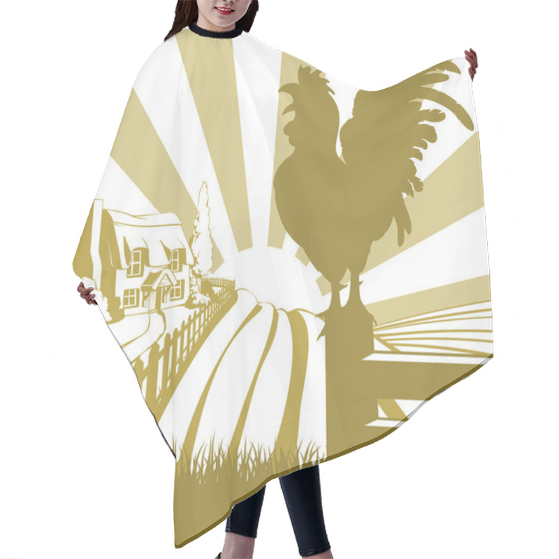 Personality  Rooster Farm Field Landscape Hair Cutting Cape