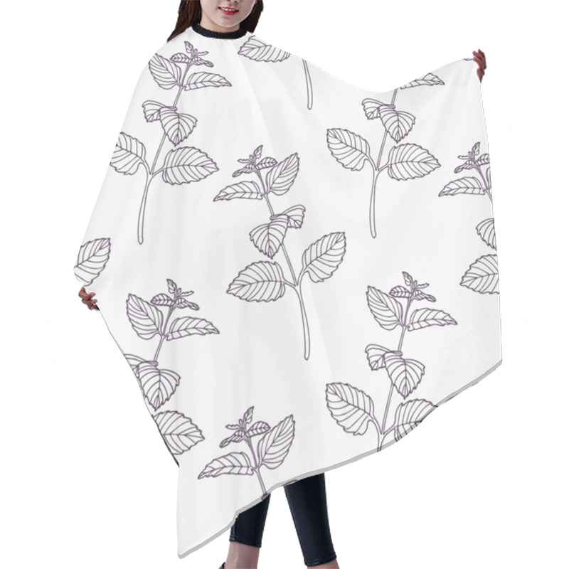 Personality  Hand Drawn Melissa Branch Outline Seamless Pattern Hair Cutting Cape