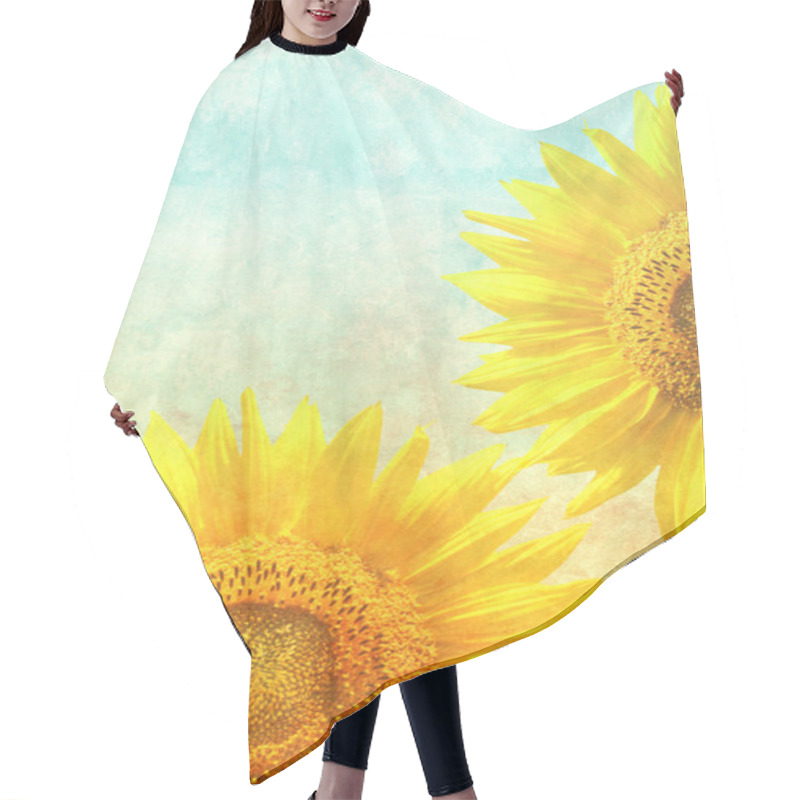 Personality  Texture Of The Old Paper With Sunflowers Hair Cutting Cape