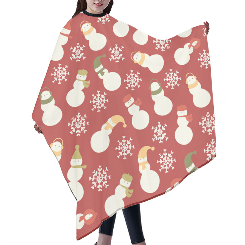 Personality  Christmas Amazing Seamless Cute Snowflakes Snowman Red Pattern Hair Cutting Cape