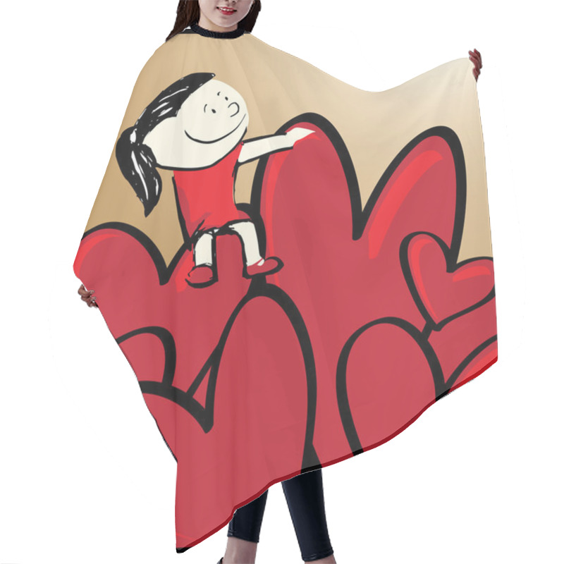 Personality  Girl In A Sea Of Hearts Hair Cutting Cape