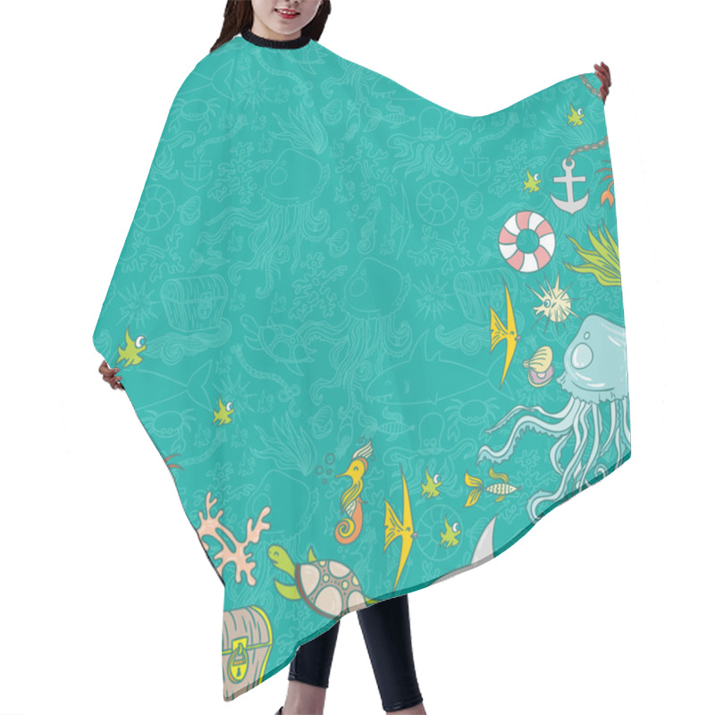 Personality  Sea Life Pattern Background Hair Cutting Cape