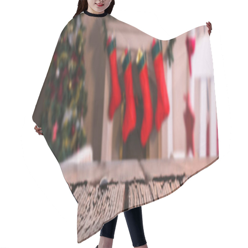 Personality  Composite Image Of Rusty Wooden Plank Hair Cutting Cape