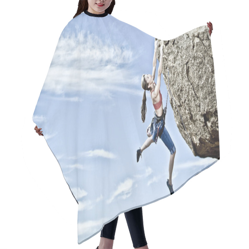 Personality  Female Rock Climber. Hair Cutting Cape