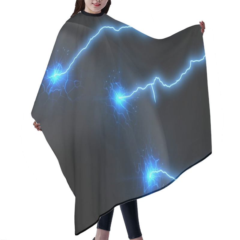 Personality  Powerful Lightning Strikes On Sphere And Makes Cracks On Surface Of Sphere. 3d Illustration Hair Cutting Cape