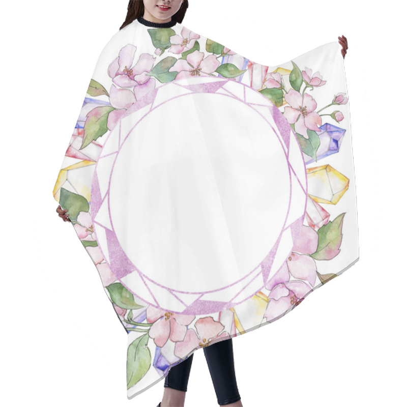 Personality  Pink Cherry Blossoms. Floral Botanical Flower. Frame Border Ornament Square. Hair Cutting Cape