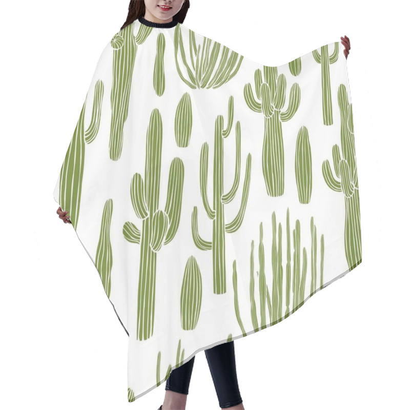 Personality  Desert Cacti. Vector  Seamless Pattern Hair Cutting Cape