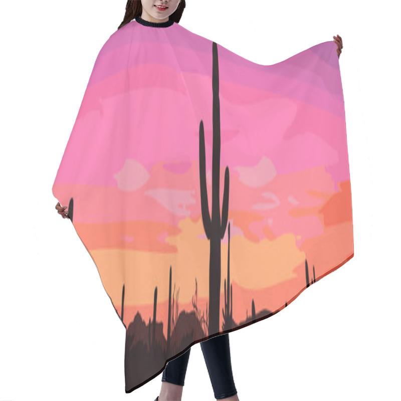 Personality  Mexican Desert Sunset With Cactus. Hair Cutting Cape