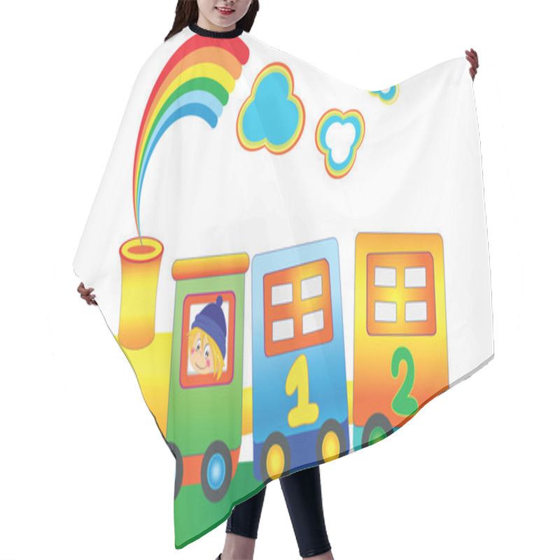 Personality  Cartoon Boy In The Fairy Rainbow Train Hair Cutting Cape