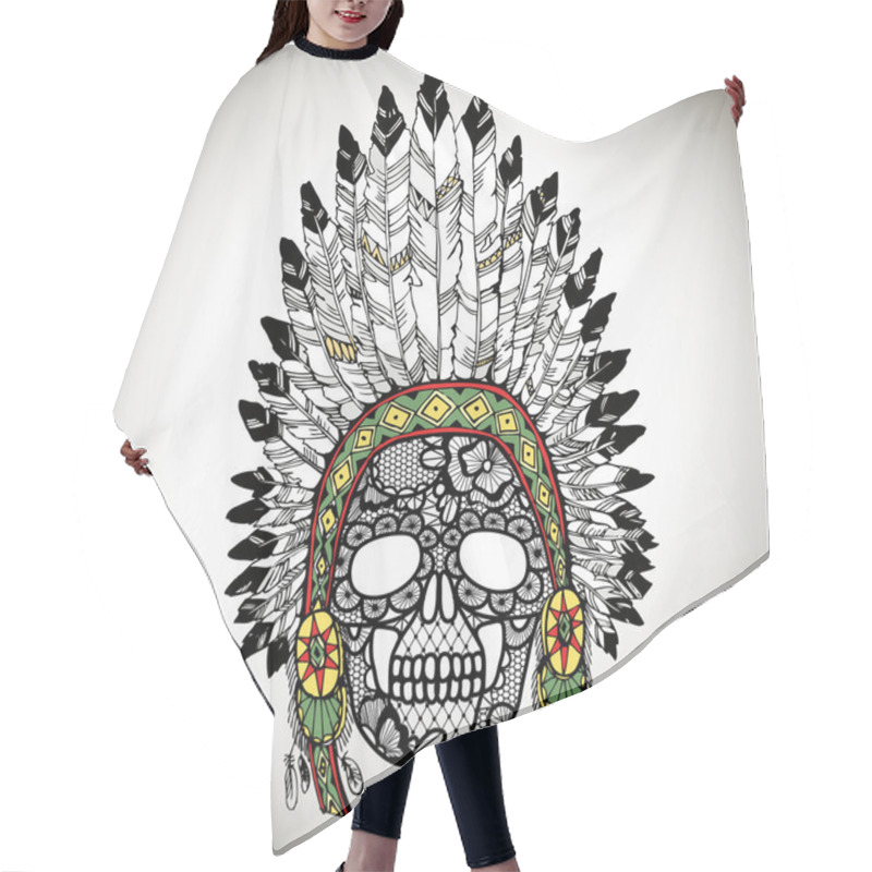 Personality  Lacy Human Skull Hair Cutting Cape