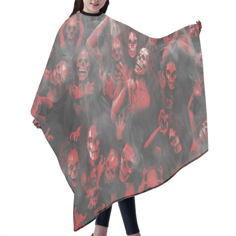 Personality  Halloween Concept Of Many Bloody Hell Ghosts And Demons Together In Hell With Cover By The Misty Fog Hair Cutting Cape