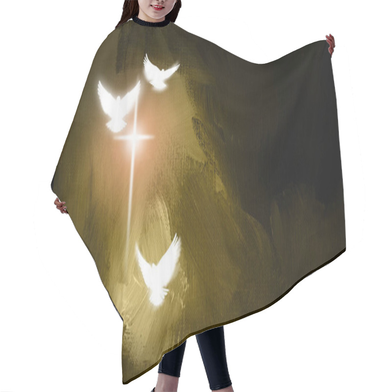 Personality  Spiritual Doves And Salvation Cross  Hair Cutting Cape