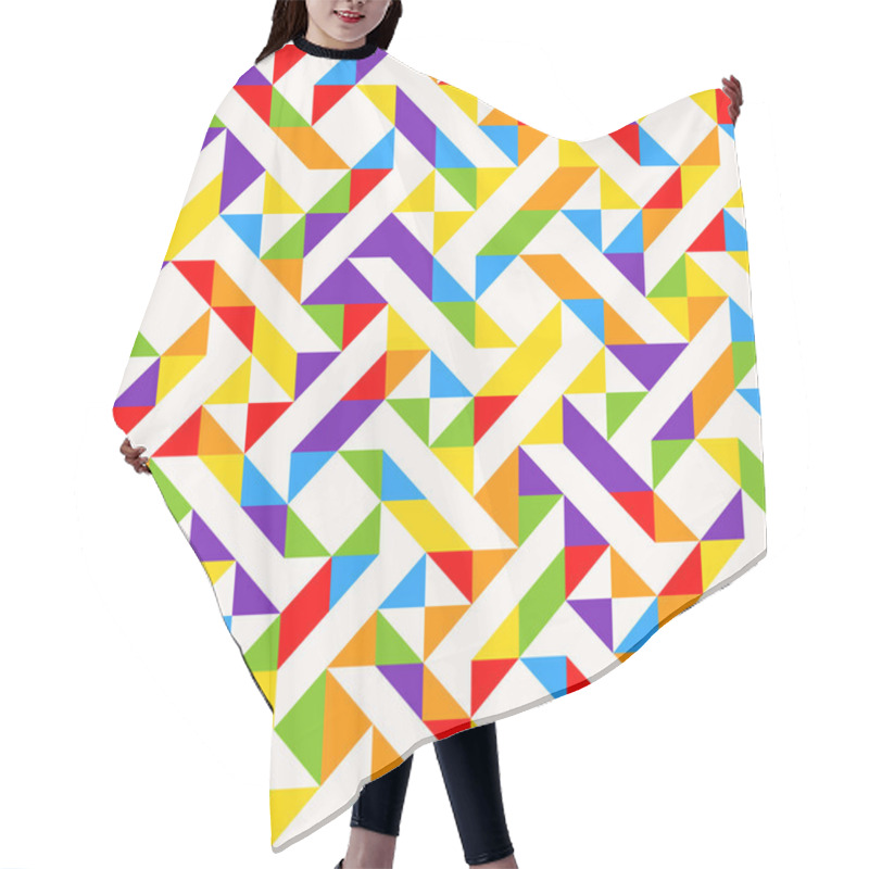 Personality  Rainbow Mosaic Tiles, Abstract Geometric Background, Seamless Vector Pattern. Hair Cutting Cape