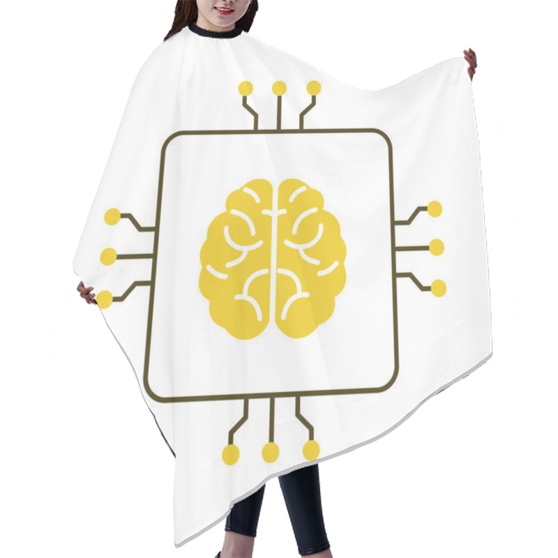 Personality  Neural Computing And AI Brain Vector Icon Design, AI Technology, Deep Neural Networks, Intelligent Systems, AI Computing, Technology Hair Cutting Cape