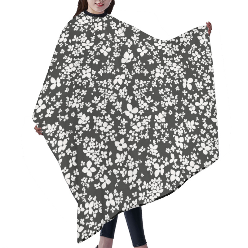 Personality  Handrawn Small Flowers On A Dark Background Hair Cutting Cape