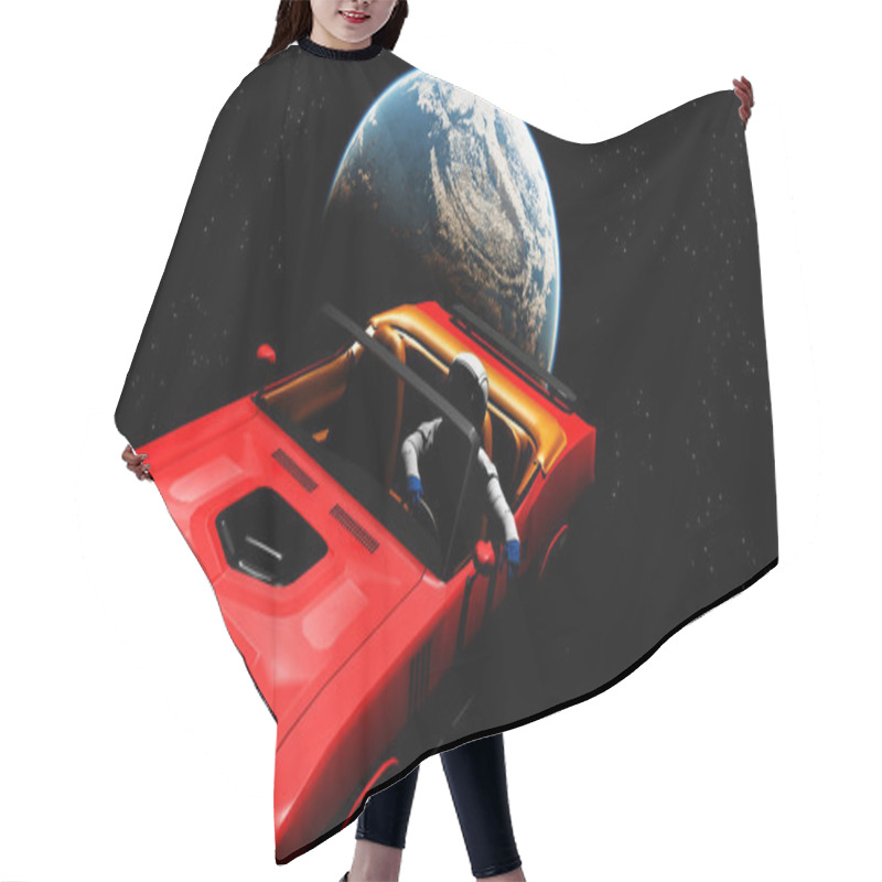 Personality  The Car Image In Space 3D Illustration Hair Cutting Cape