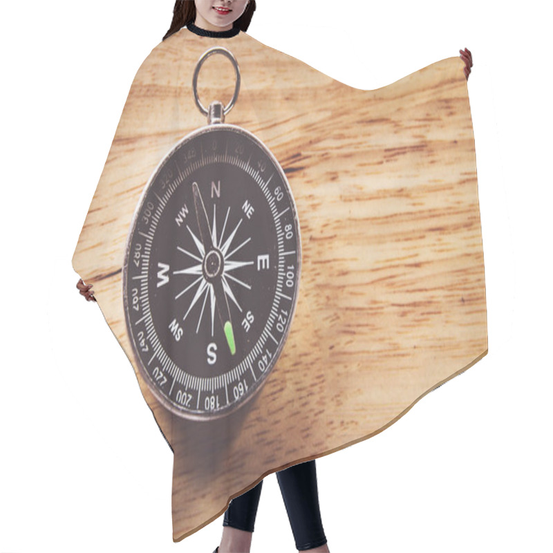 Personality  Compass On Wooden Background With Space For Text Hair Cutting Cape