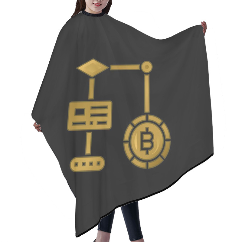 Personality  Algorithm Gold Plated Metalic Icon Or Logo Vector Hair Cutting Cape