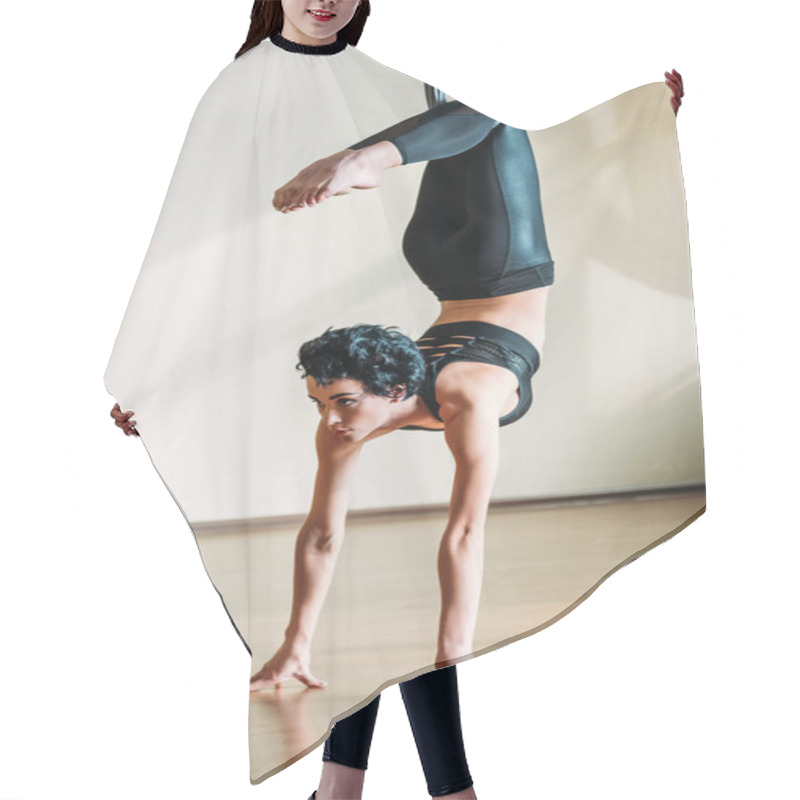 Personality  Woman Practicing Fly Yoga Hair Cutting Cape