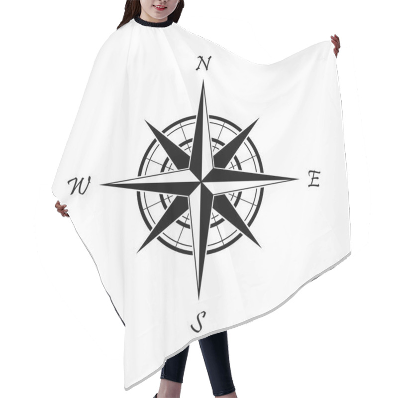 Personality  Black Compass Icon On A White Background. Marine Navigation. Sign For Adventure Map Hair Cutting Cape