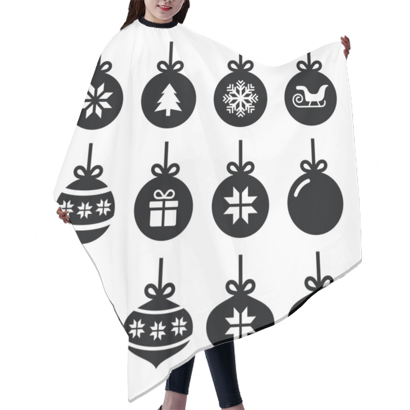 Personality  Christmas Ball, Christmas Bauble Vector Icons Set Hair Cutting Cape