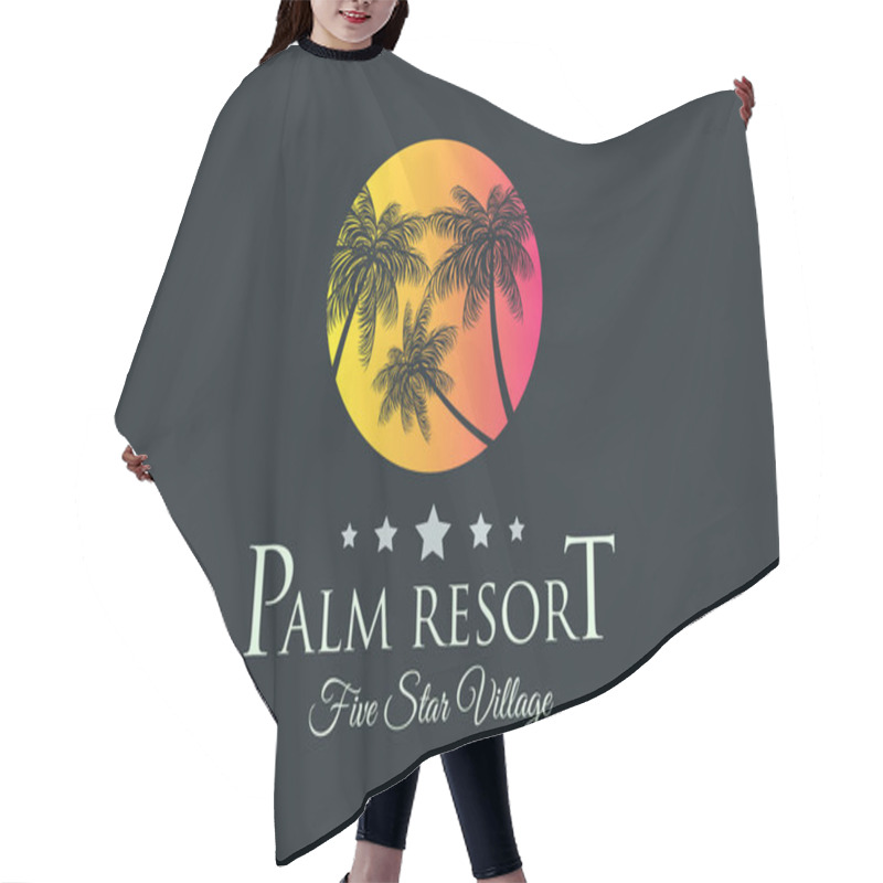 Personality  Creative Palm Resort Logo  Hair Cutting Cape