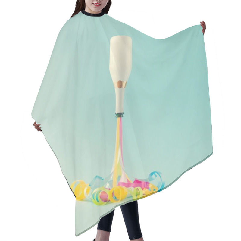 Personality  Champagne Bottle With Party Streamers Hair Cutting Cape