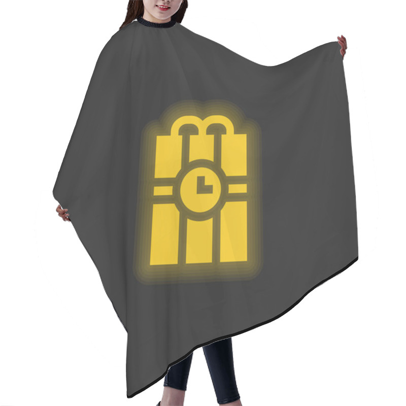 Personality  Bomb Yellow Glowing Neon Icon Hair Cutting Cape